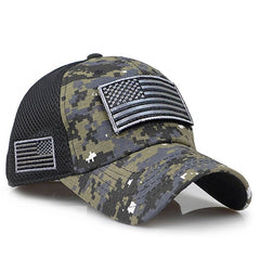 Tactical Camouflage Baseball Caps Men Summer Mesh Military Army Caps Constructed Trucker Cap Hats With USA Flag Patches | Vimost Shop.