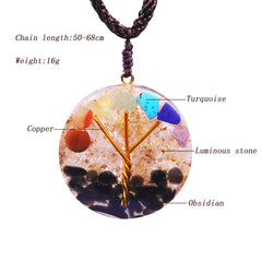 Tree Of Life Orgone Pendant Rainbow Crystal Stones 7 Chakra Reiki Healing Energy Generator Emf Radiation Protection Necklace | Vimost Shop.