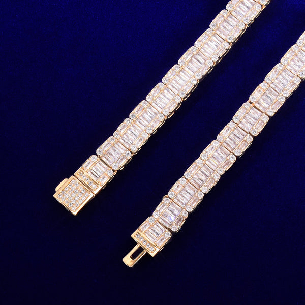 9MM Baguette Zirconia Square Necklace Chain Men's Hip Hop Link Gold Color Copper Bling Fashion Rock Jewelry | Vimost Shop.