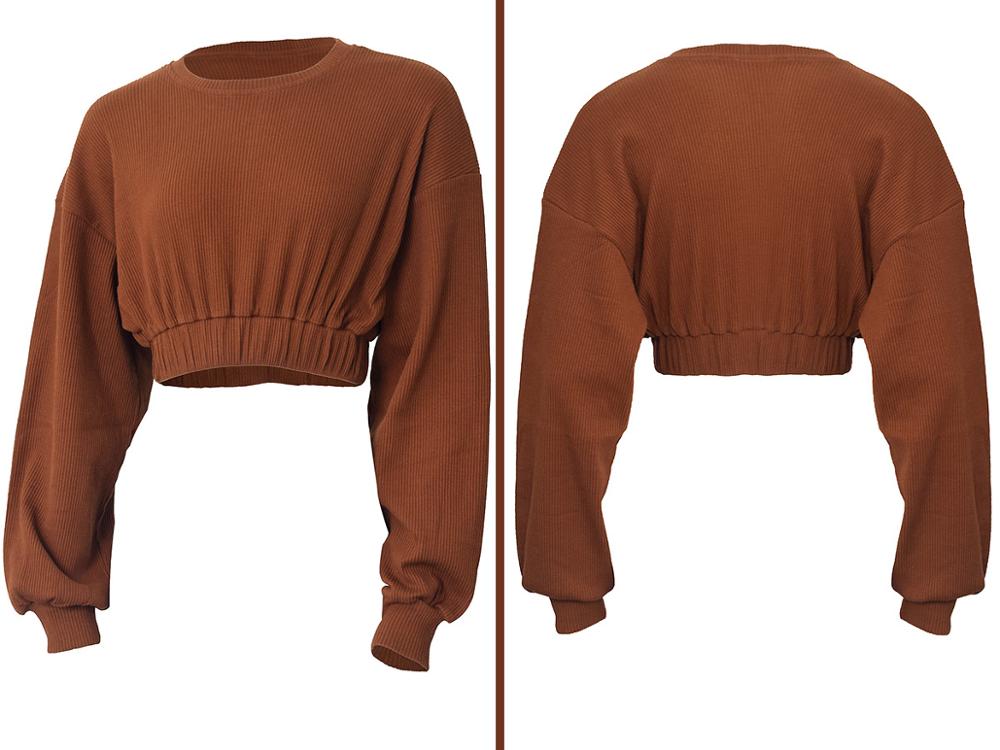 Autumn Solid Sporty Ribbed Tracksuit For Women Long Sleeve Crop Top Shorts Fashion Sportswear Casual Workout Running Jogging Set | Vimost Shop.