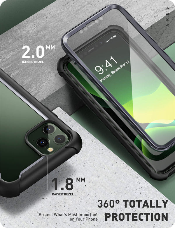 For iPhone 11 Pro Case 5.8 inch (2019 Release) Ares Full-Body Rugged Clear Bumper Cover with Built-in Screen Protector | Vimost Shop.