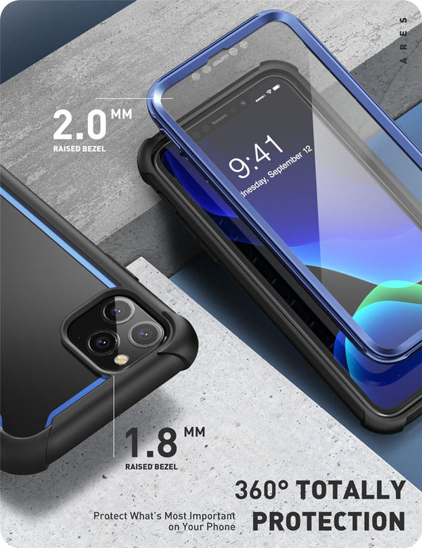 For iPhone 11 Pro Case 5.8 inch (2019 Release) Ares Full-Body Rugged Clear Bumper Cover with Built-in Screen Protector | Vimost Shop.