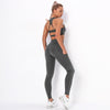 Seamless Sporty Yoga Suit GYM Fitness Workout Running Tracksuit Sports Sleeveless Crop Top Pants Set Jogging Dry Quick Set | Vimost Shop.