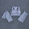 Seamless 3pcs Women Yoga Set Workout Bra Crop Top Short Sleeve T Shirt High Waist Fitness Gym Clothes Sports Suits