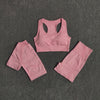 Seamless 3pcs Women Yoga Set Workout Bra Crop Top Short Sleeve T Shirt High Waist Fitness Gym Clothes Sports Suits