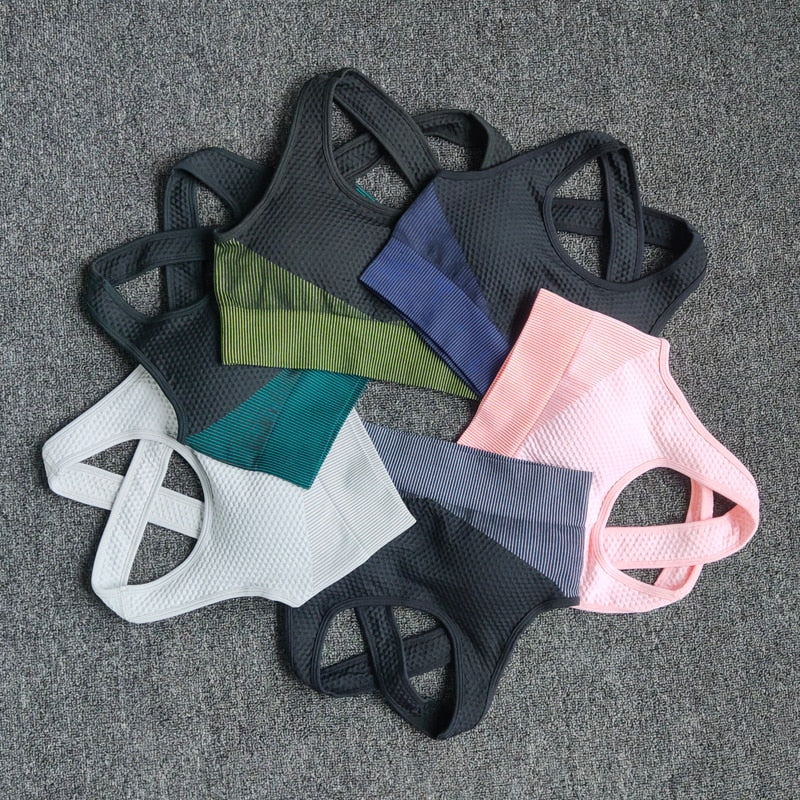 6 Colors Yoga Sport Bra Sexy Back Padded Cross Straps Top Shockproof Breathable Fitness Running Gym Vest Sports Top