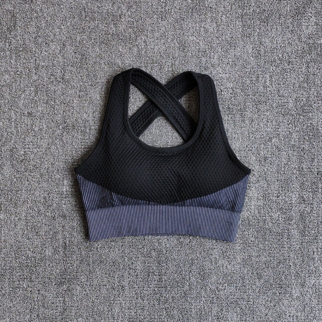 6 Colors Yoga Sport Bra Sexy Back Padded Cross Straps Top Shockproof Breathable Fitness Running Gym Vest Sports Top