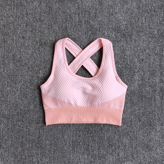 6 Colors Yoga Sport Bra Sexy Back Padded Cross Straps Top Shockproof Breathable Fitness Running Gym Vest Sports Top