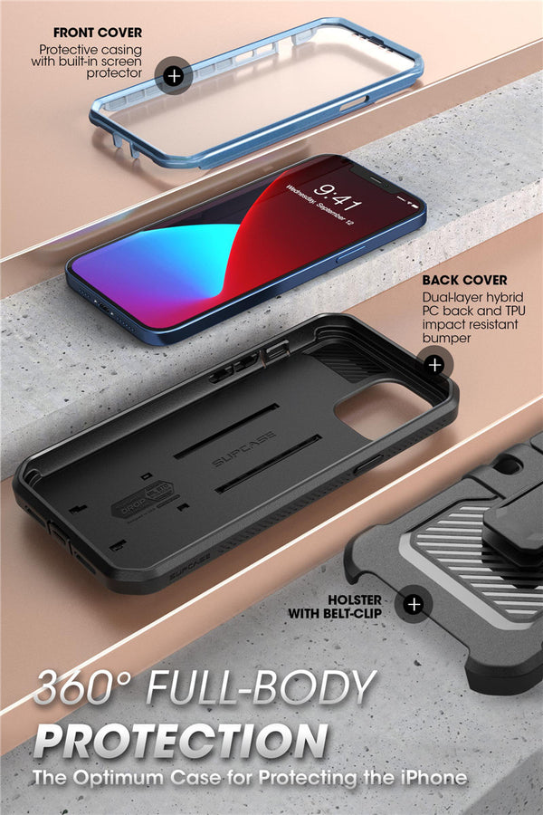 iPhone 12 Mini Case 5.4 inch (2020) UB Pro Full-Body Rugged Holster Cover with Built-in Screen Protector & Kickstand | Vimost Shop.