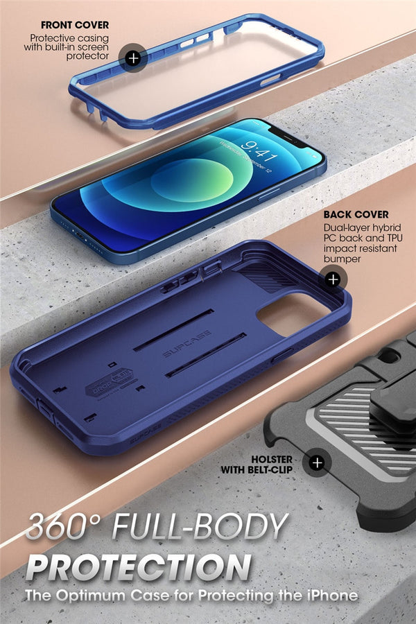 iPhone 12 Mini Case 5.4 inch (2020) UB Pro Full-Body Rugged Holster Cover with Built-in Screen Protector & Kickstand | Vimost Shop.