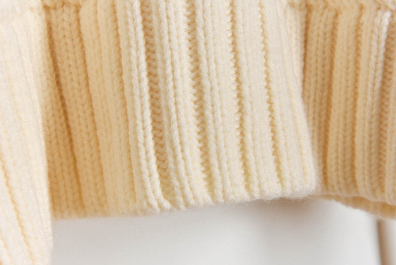 Women Sweater Knitted Fashion Turtleneck Long Sleeve Belt Zipper Pocket Loose Fall Winter Warm Thick Casual Clothing Femme