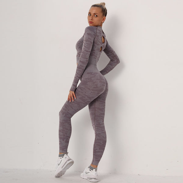 Yoga-Sets Suits Sport Outfits Active Tracksuits Fitness Long Sleeves Crop Tops + High Waist Tummy Control Leggings Sportswear | Vimost Shop.