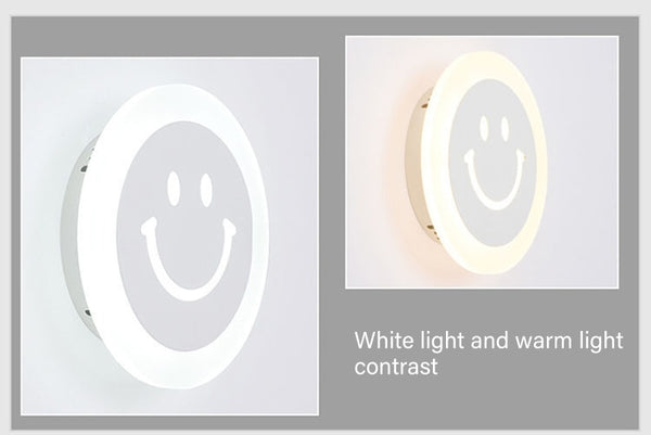 Mdern Simplicity LED wall lamp indoor bedroom bedside living room child lovely Smiley lighting sconces Hotel corridor Acrylic