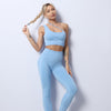 Women Yoga 2 PCS Seamless Yoga Suit GYM Workout Sportswear Asymmetric Clothing Fitness Top High Waist Set | Vimost Shop.