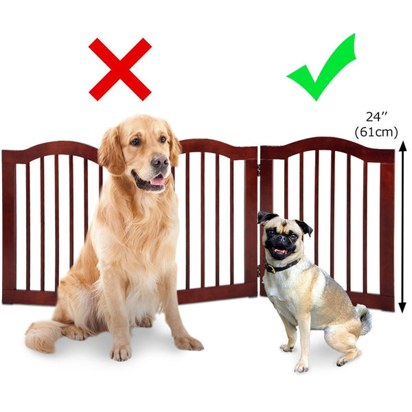 3 Panels Folding Freestanding Stylish Sturdy Smooth Wood Pet Dog Safety Gate Fold Free-standing 360 Degrees Rotate PS7085 | Vimost Shop.