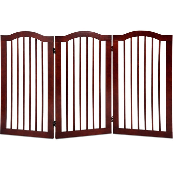 3 Panels Folding Freestanding Stylish Sturdy Smooth Wood Pet Dog Safety Gate Fold Free-standing 360 Degrees Rotate PS7085 | Vimost Shop.