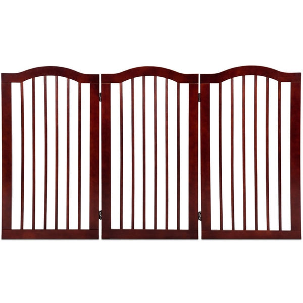 3 Panels Folding Freestanding Stylish Sturdy Smooth Wood Pet Dog Safety Gate Fold Free-standing 360 Degrees Rotate PS7085 | Vimost Shop.