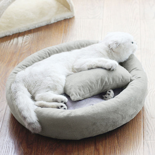 Removable Cat Bed Soft Velvet Gray Pet Beds for Dog Puppy Cat Sleeping Cushion House Cats Mat with Free Pillow Pet Supplies | Vimost Shop.