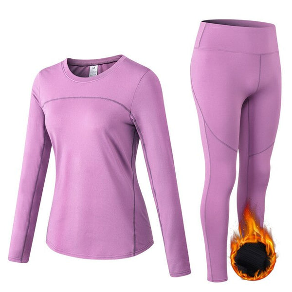 Thermal Sports Suits Women Workout Yoga Set Fitness Clothing High Waist Running Pants Gym Leggings Long Sleeve Crop Top Shirts | Vimost Shop.