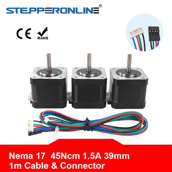 Nema 17 Stepper Motor 39mm 42BYGH 1.5A(17HS4401S) Motor 45Ncm Nema17 Stepping Motor 4-lead w/1m Cable & Connector for 3D Printer | Vimost Shop.