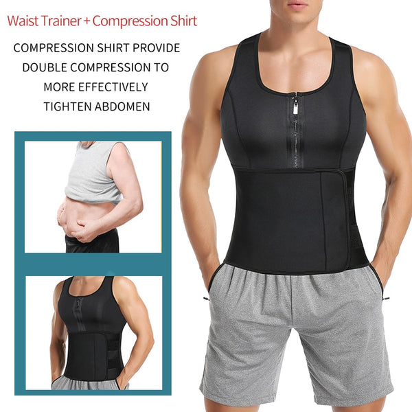 Mens Sauna Vest Fitness Body Shaper Abdomen Reducing Shapewear Sweat Corset Top Shirt Waist Trainer Slimming Belt Fat Burning | Vimost Shop.