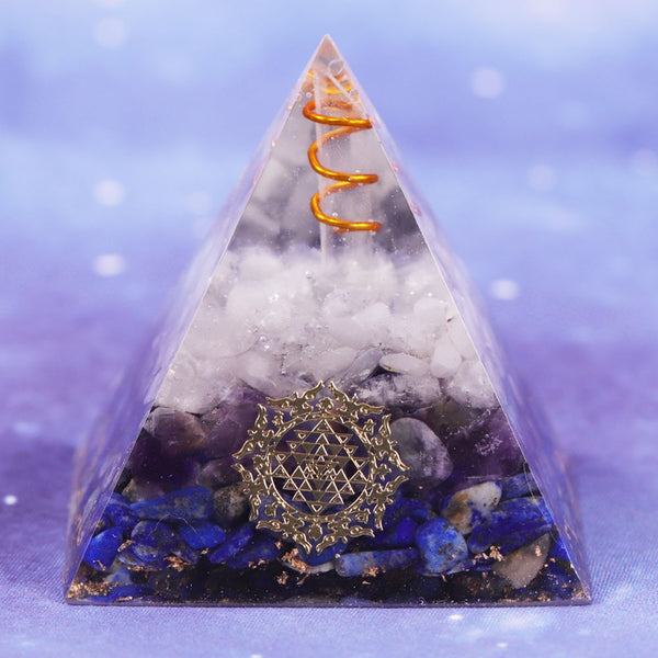 Natural Lapis Lazuli Orgonite Pyramid Withrock Crystal Quartz Amethyst Pyramid Powerful Reiki Energy Orgone Collection | Vimost Shop.