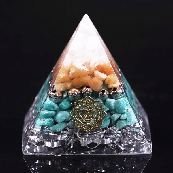 Orgonite Pyramid Energy Converter Natural Amazonite Healing Helping Chakra Resin Decorative Craft Jewelry Wicca | Vimost Shop.