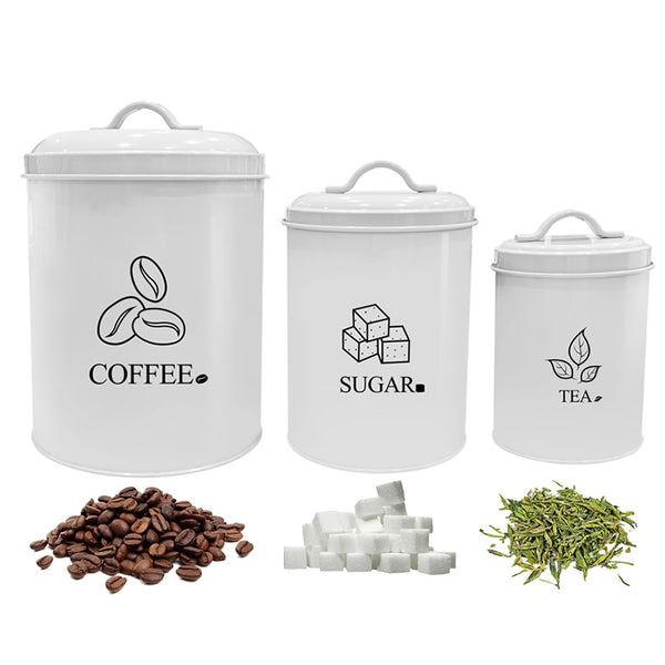 3 Pcs Storage Bin Food Container Snack Canister Set Coffee Bean Tea Sugar Box With Seal Lid Kitchen Food Organization Jar | Vimost Shop.