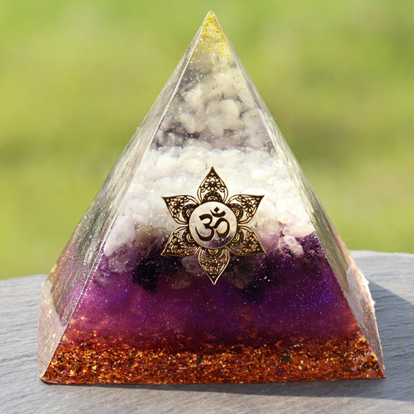 Violet Flame Orgonite Pyramid Energy Chakra Reiki Meditaiton Crystal Orgone Pyramid White Quartz&Citrine Emf Protection | Vimost Shop.