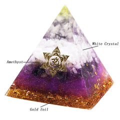 Violet Flame Orgonite Pyramid Energy Chakra Reiki Meditaiton Crystal Orgone Pyramid White Quartz&Citrine Emf Protection | Vimost Shop.