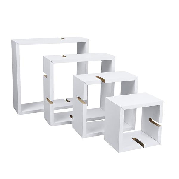 Set of 4 Intersecting Decorative Shelf Wall Mount Home Storage Rack Ledge Bookshelf Solid MDF Panel White/Brown/Black[US-Stock] | Vimost Shop.