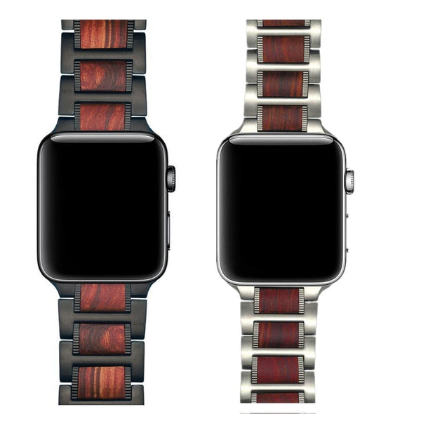 Wood strap for Apple watch band 44mm 40mm 42mm 38mm bracelet Natural Red Sandalwood+Stainless steel iWatch series 4 3 5 se 6 | Vimost Shop.
