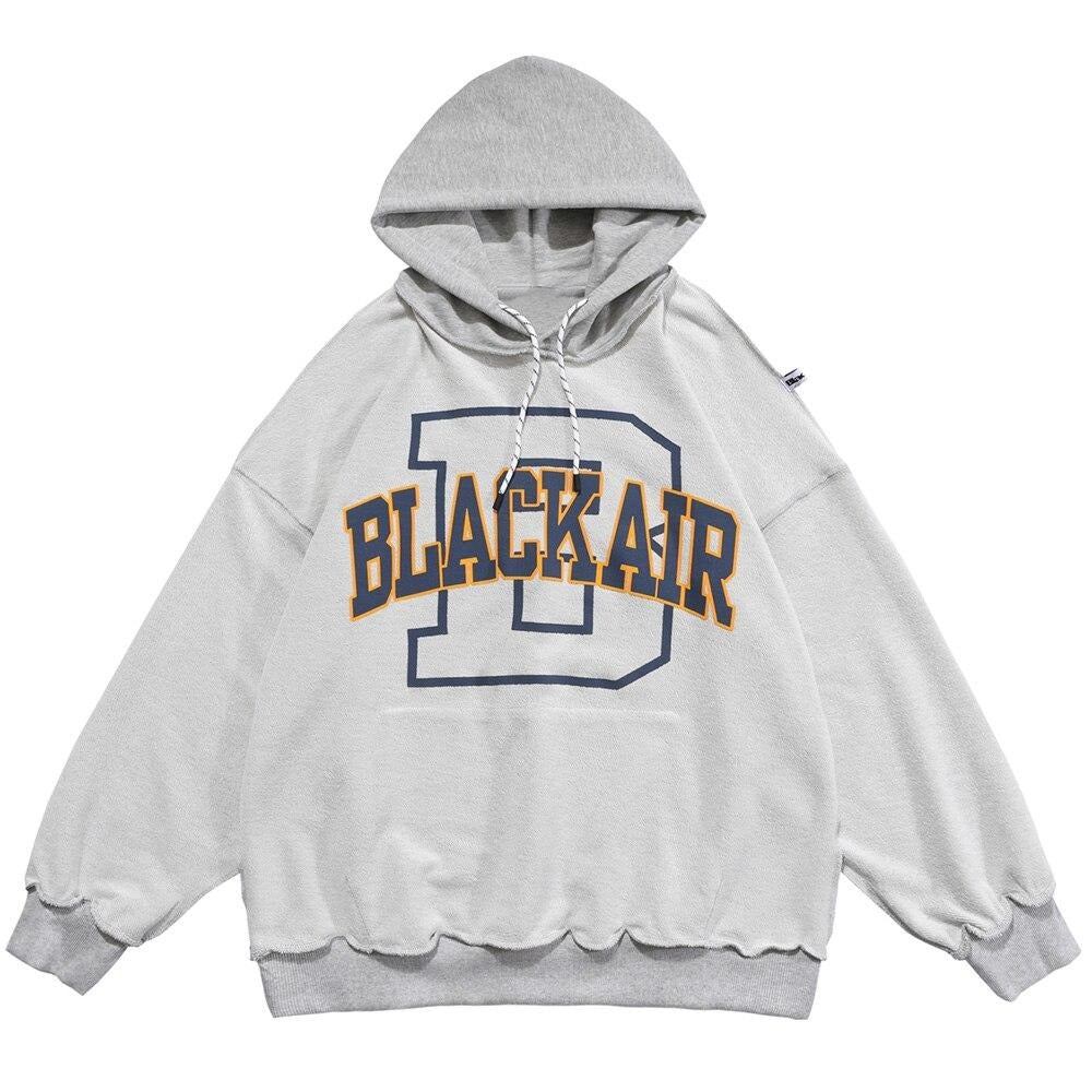 Hoodie Men Hit Color Letter Patch Hooded Sweatshirt Pullover Spring Harajuku College Style Simple All-match Streetwear