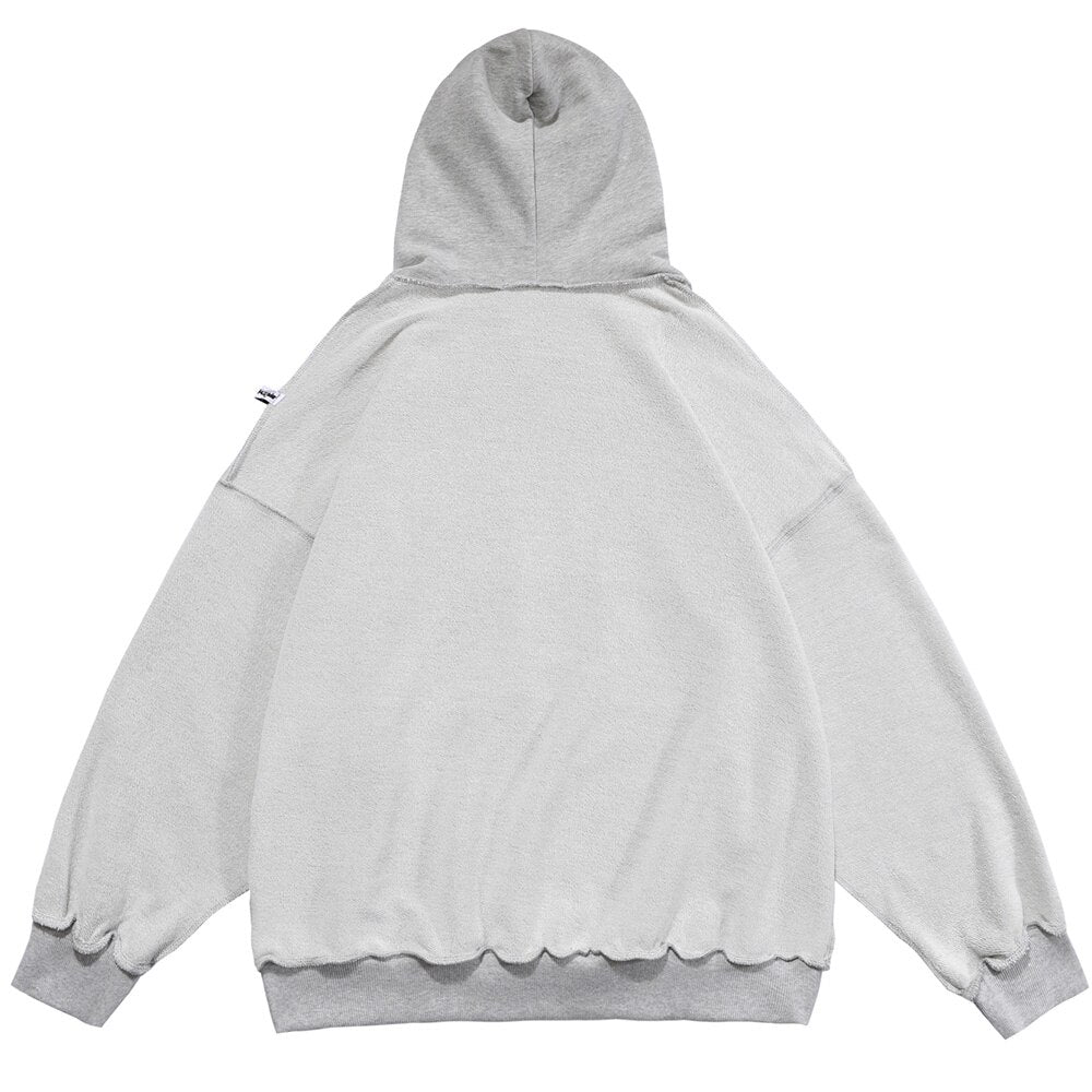 Hoodie Men Hit Color Letter Patch Hooded Sweatshirt Pullover Spring Harajuku College Style Simple All-match Streetwear