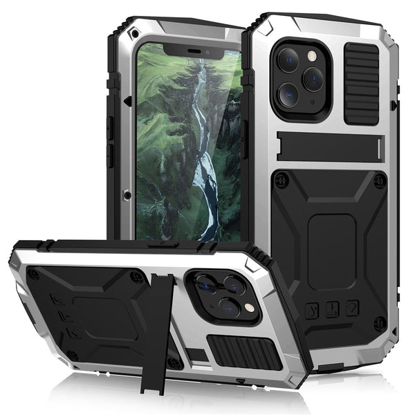 Kickstand Phone Case For iPhone 12 Pro Max Mini XS Max XR Dustproof Shockproof Tempered glass Metal Cover For iPhone 11 Pro Max | Vimost Shop.