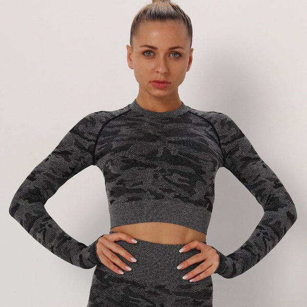 Yoga Crop Tops Women Long Sleeves T-shirts Gym Clothing Sportswear Fitness Tank Tops Workout Shirts Running Cropped Tracksuit | Vimost Shop.