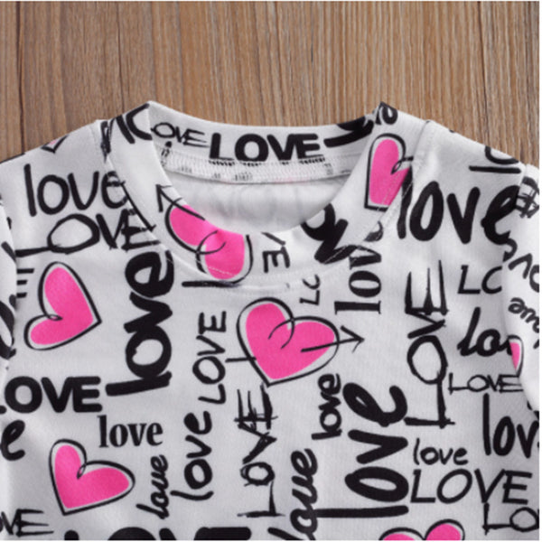 Valentine's Day Baby Toddler Girls Clothes LOVE Letter Heart Prints Shorts Two Piece Kids Summer Clothes | Vimost Shop.