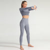 Gym Sport Outfits Yoga Clothing Set Women Long Sleeves Fitness Shirt Seamless Leggings Running Suit Workout Tracksuit Activewear | Vimost Shop.