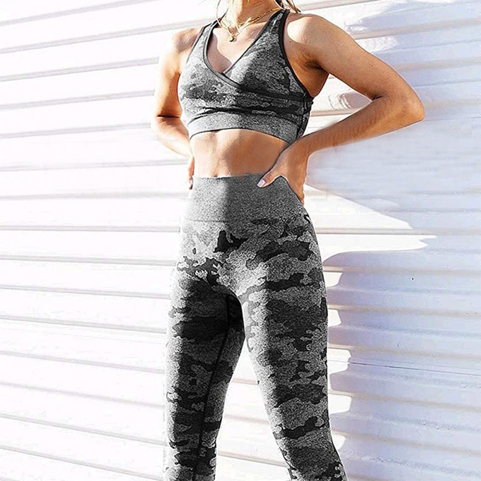 Yoga Sets Leggings Gym Sportswear Fitness Pants Sports Bra Running Suits Workout Outfits 2 Piece Tracksuits Exercise Activewear | Vimost Shop.