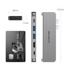USB C Portable Hub with 60W Power Delivery, Dual 4K HDMI for Multiple Screens Display, 2 USB 3.0 & USB C Data for MacBook Pro 13