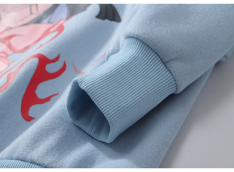 Anime Manga Sexy Girl Punk Letter Print Hoodies Men Casual Loose Sweatshirt Streetwear Japanese Harajuku Otaku Pullover