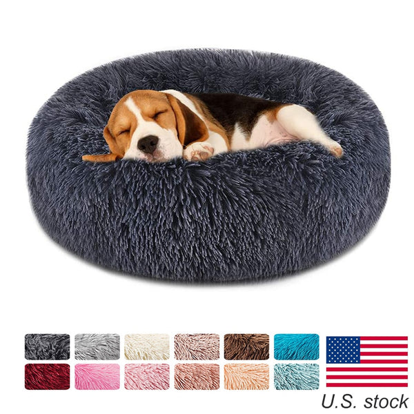Soft Pet Dog Bed Round Winter warm Long Plush Dog House Cushion Cat Beds Mats Sofa for Samll large Dogs kennel Pet supplies | Vimost Shop.