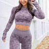 Yoga Set 2 Piece Sport Outfits Gym Activewear Long Sleeve Crop Top + Yoga Pants Running Leggings Suits Workout Tracksuits | Vimost Shop.