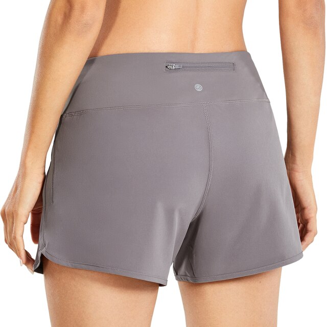 Women's Quick-Dry Workout Running Athletic Sports Shorts with Zip Pocket - 4 Inches