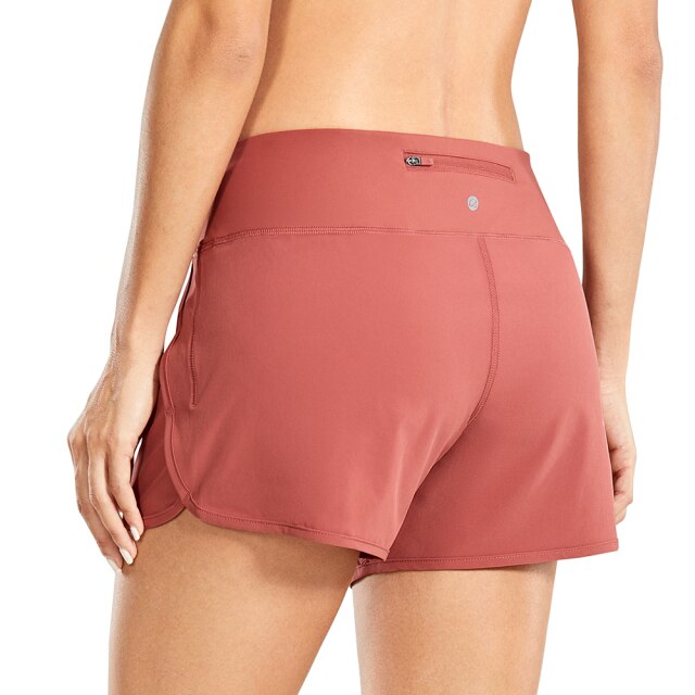 Women's Quick-Dry Workout Running Athletic Sports Shorts with Zip Pocket - 4 Inches