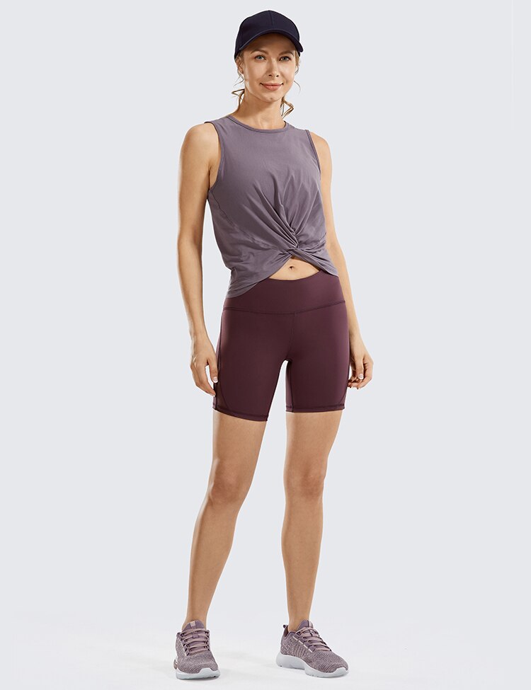 Women's Pima Cotton High Neck Sleeveless Yoga Crop Tops Workout Tank Casual Athletic Clothes