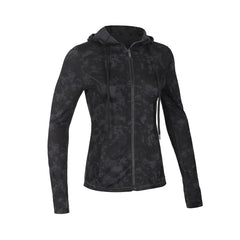 Hooded Workout Track Running Jacket For Women Full Zip Hoodie Jacket Sportswear with Zip Pockets