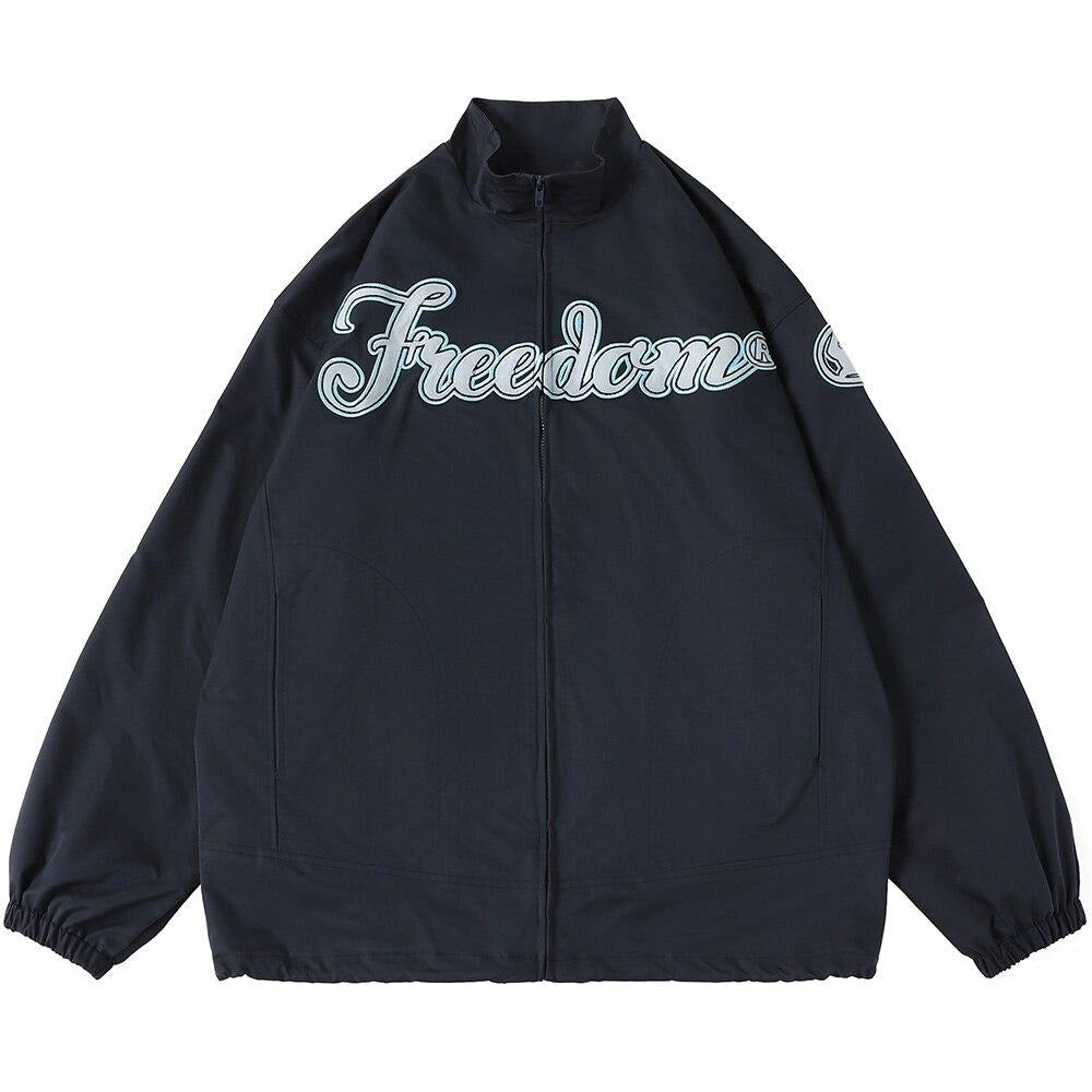 Hit Color Embroidery Turn-down Collar Jacket Men College Style Windproof Tracksuit Coats High Street Vintage Streetwear