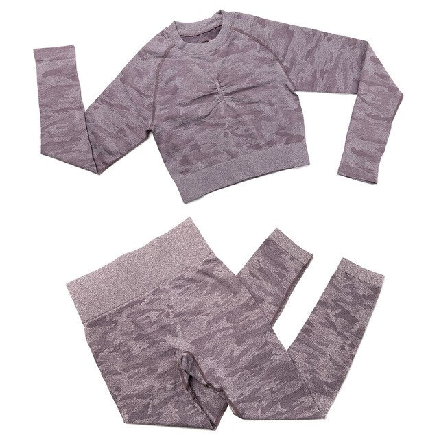 3Pcs Yoga Set Sport Suits Gym Wear Seamless Sportswear Workout Leggings Sports Bra Long Sleeves Crop Tops Fitness Clothing | Vimost Shop.