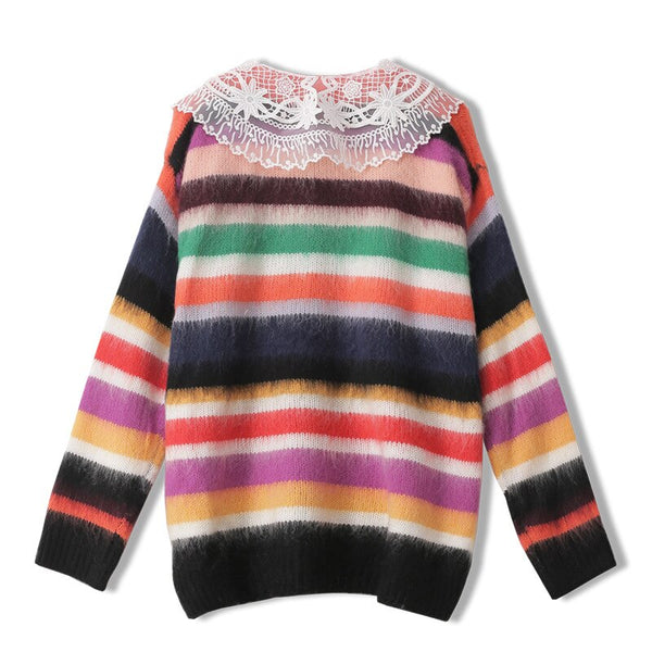 Fall Winter Oversize Thick Warm Knit Cardigan Mohair O-Neck Button Long Sleeve Fluffy Mid-Length Knitted Women Sweater